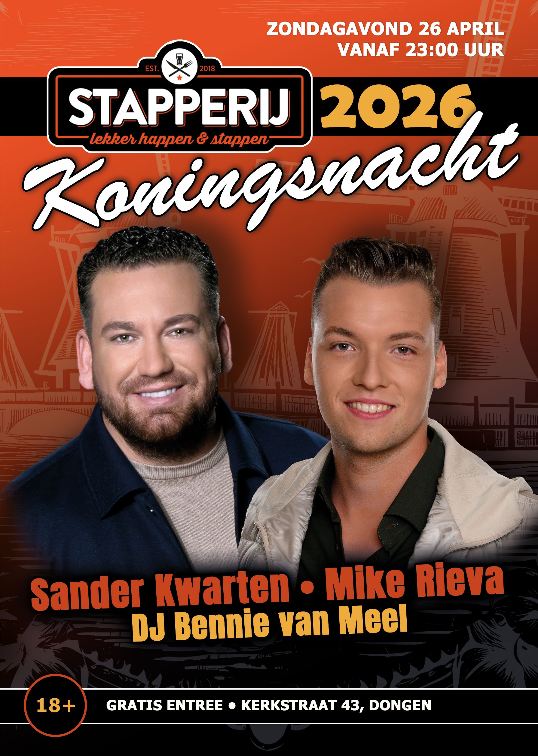 Poster Web - De Stapperij Dongen - Koningsnacht 26 april 2026